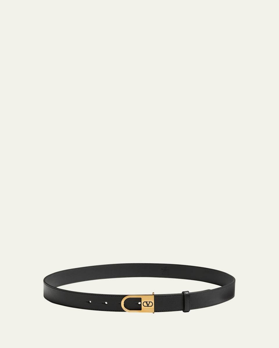 VLogo Signature Enameled Logo Leather Belt,